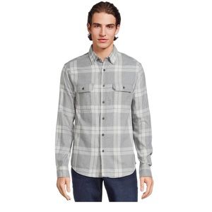 Medium Gray Plaid Long sleeve flannel shirt